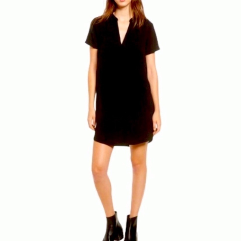 Lush Brand Hailey Crepe Shift Dress, Shirttail Hem, Black, Size Small